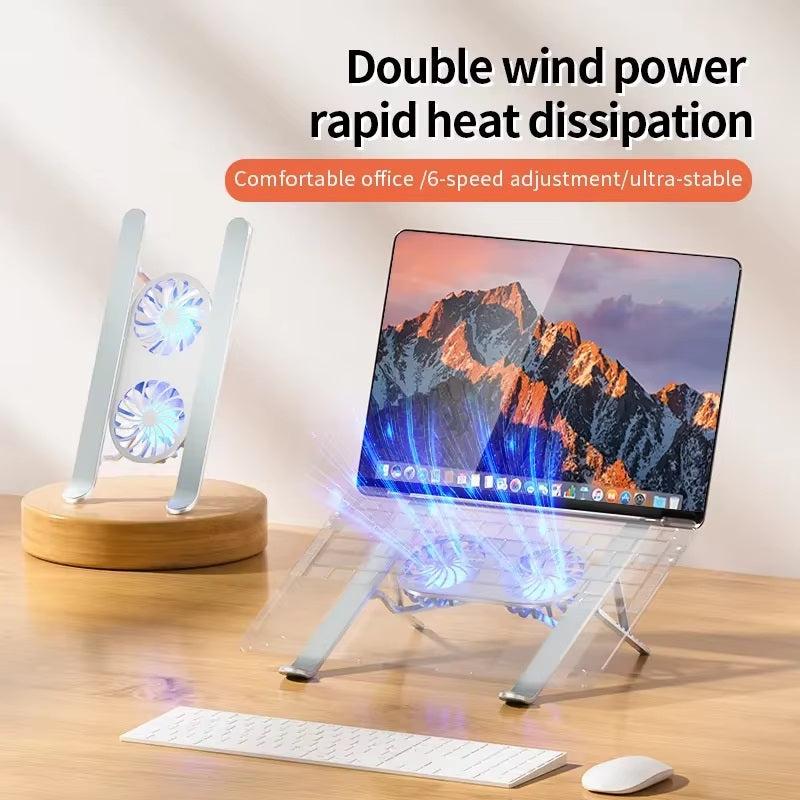 ProLift Height-Adjustable Laptop Stand With Dual Cooling Fans For Desk Use