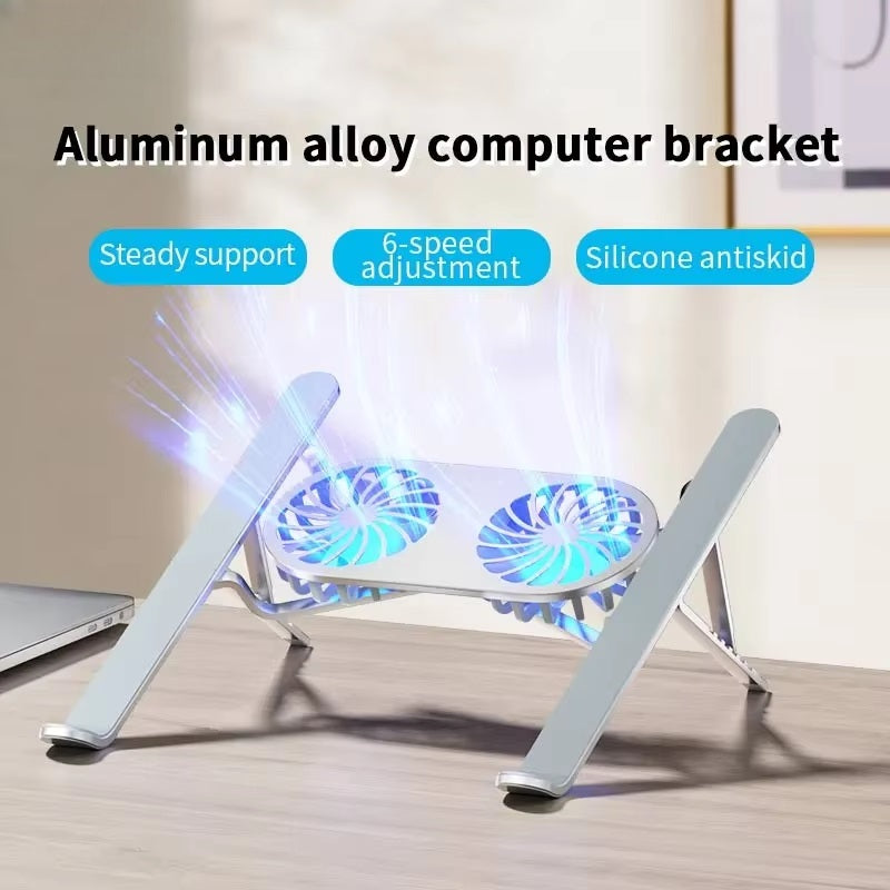 ProLift Height-Adjustable Laptop Stand With Dual Cooling Fans For Desk Use