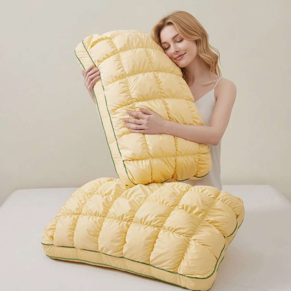 Puff Pillow Ergonomic Neck Support For Comfort And Plush Design