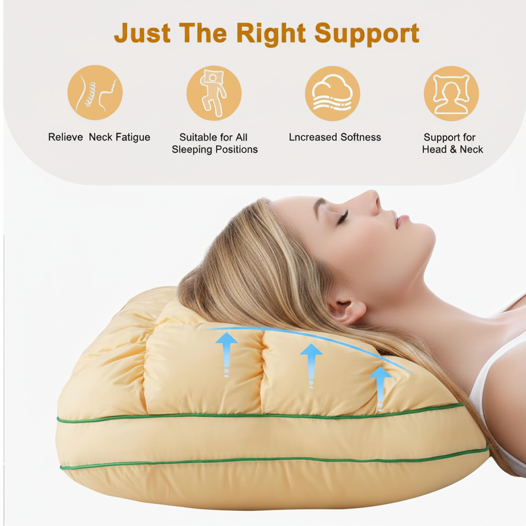 Puff Pillow Ergonomic Neck Support For Comfort And Plush Design
