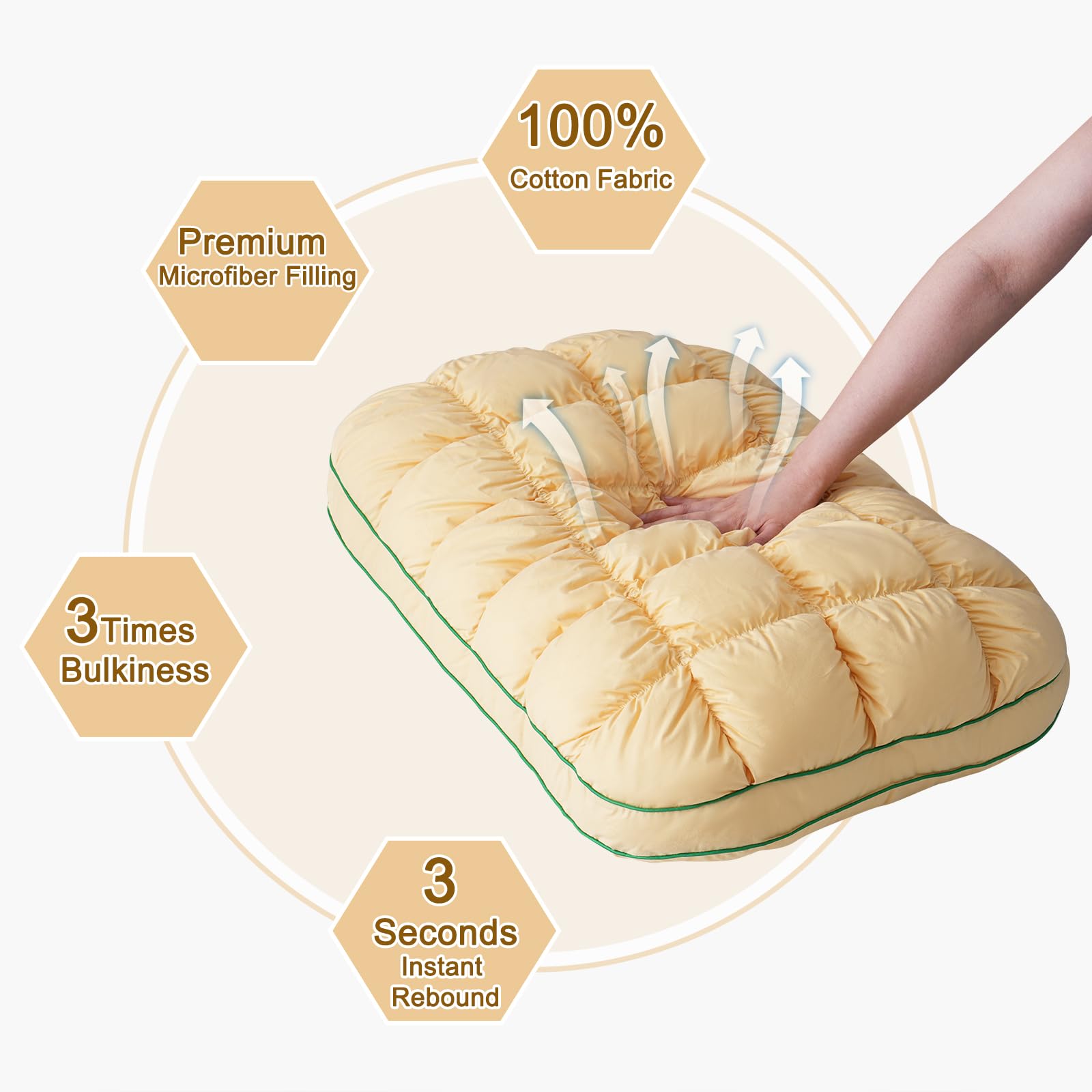 Puff Pillow Ergonomic Neck Support For Comfort And Plush Design