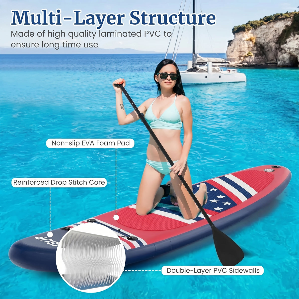 PuffoSUP Inflatable Stand Up Paddle Board With Easy Setup And Stable Ride