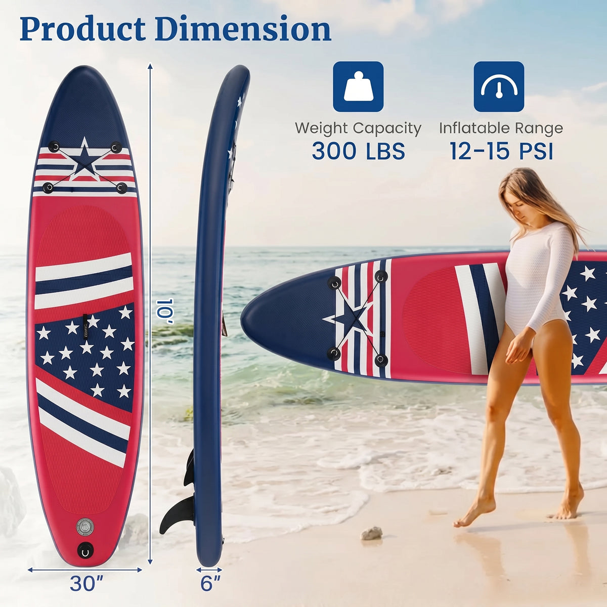 PuffoSUP Inflatable Stand Up Paddle Board With Easy Setup And Stable Ride