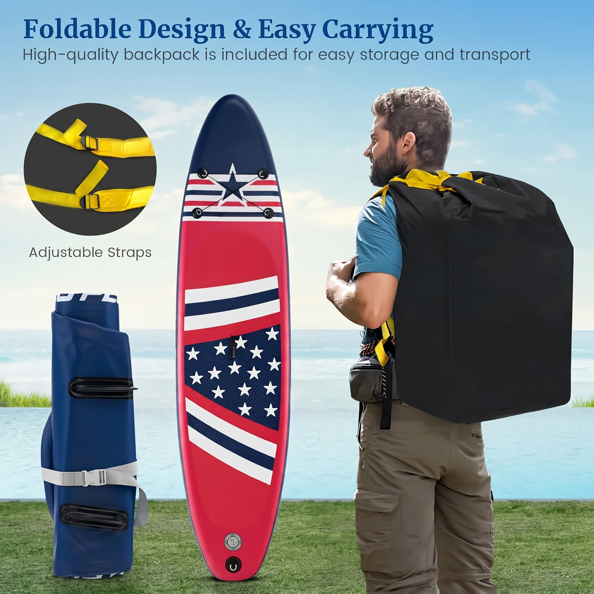 PuffoSUP Inflatable Stand Up Paddle Board With Easy Setup And Stable Ride