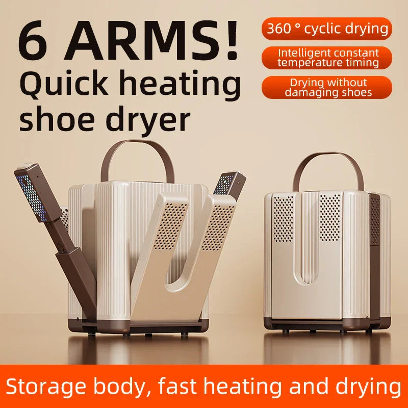 QuickDry Six-Arm Shoe Dryer With Rapid Heating Technology And Foldable Design