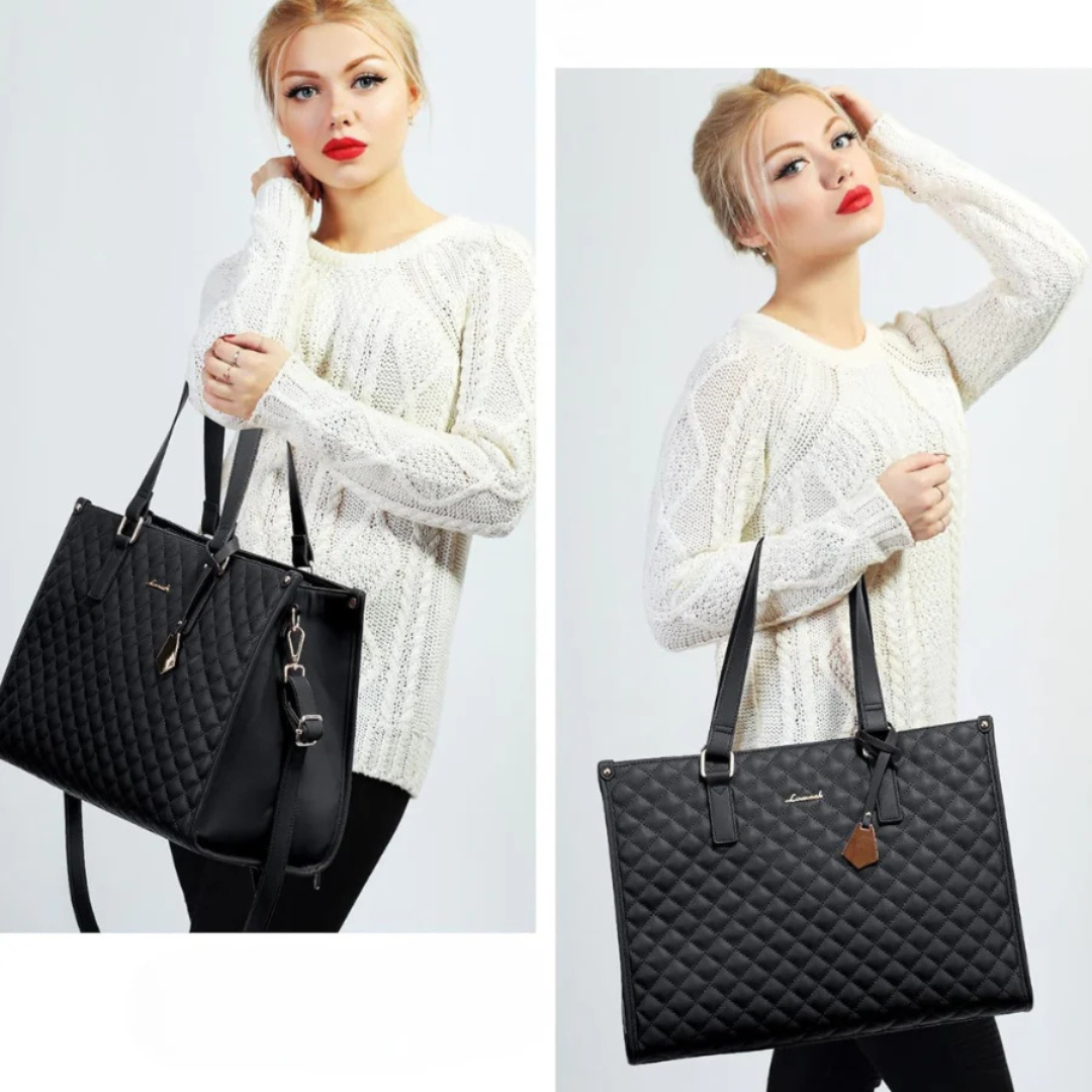 Quilted Tote With Clutch For Work And Travel Stylish And Spacious
