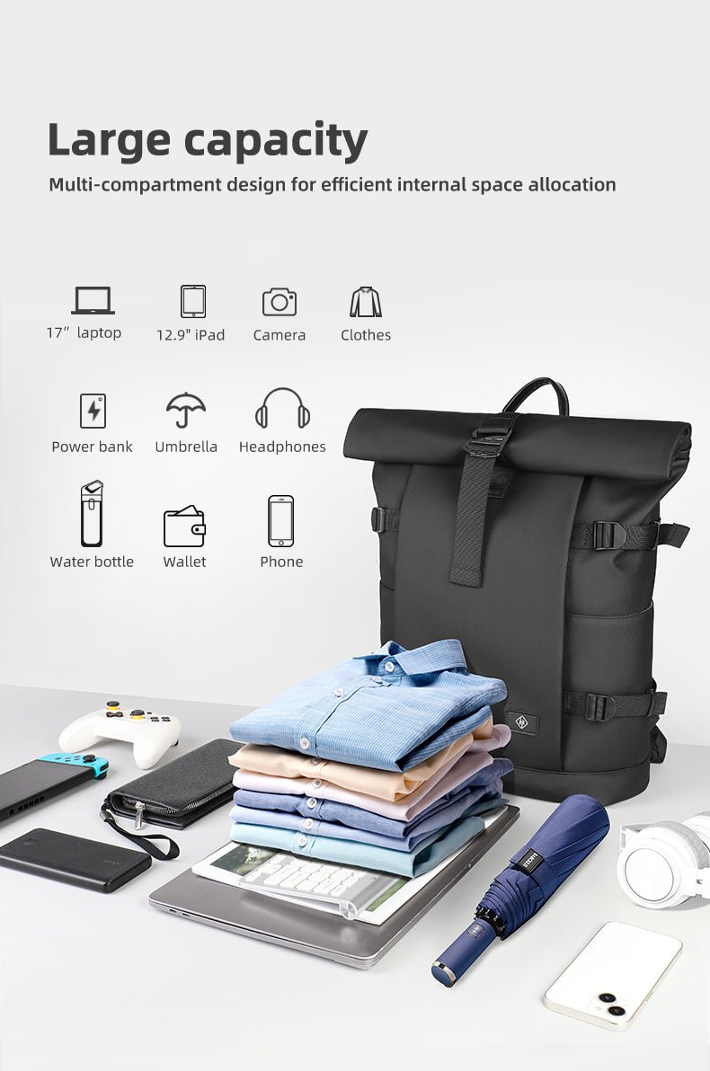 ROLLTRAIL Expandable Rolltop, 17-In Laptop Backpack With Waterproof Design And Anti-Theft