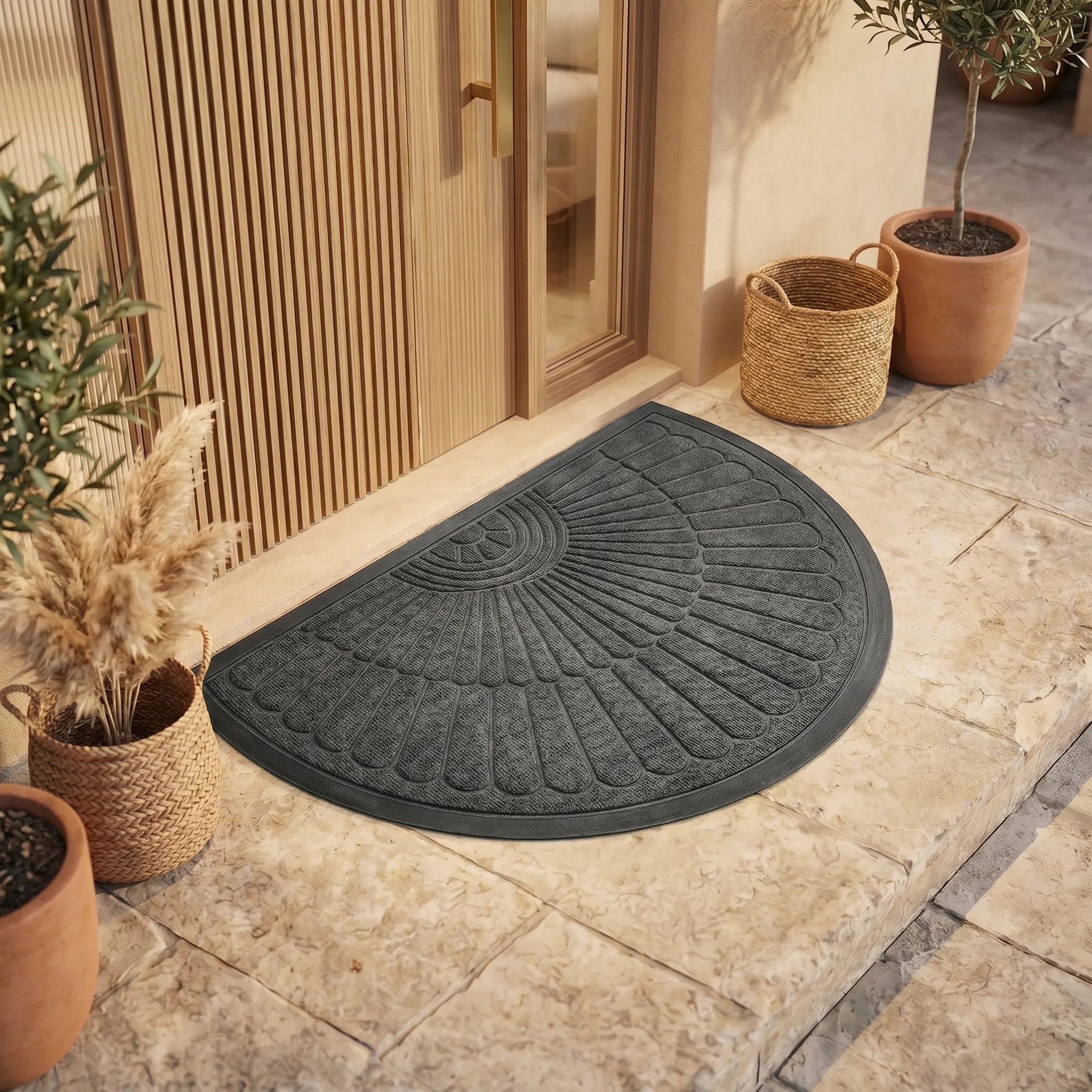 Semi-Circular Textured Doormat -  Wiping Muddy Shoes - Ormexis