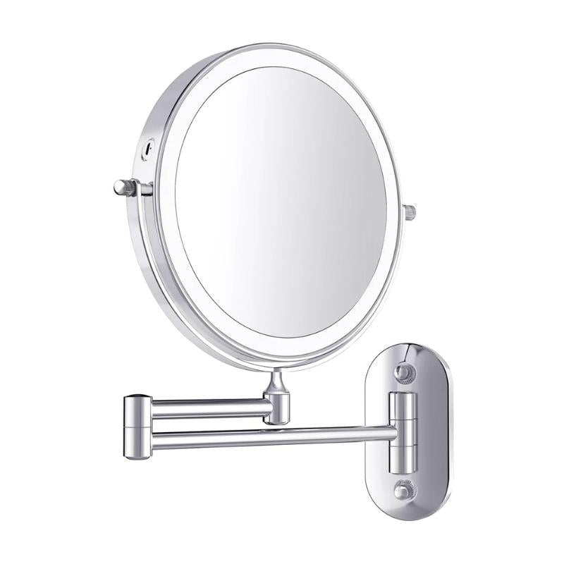 Rechargeable LED Mirror With 10x Magnification And 360 Degree Rotation For Grooming