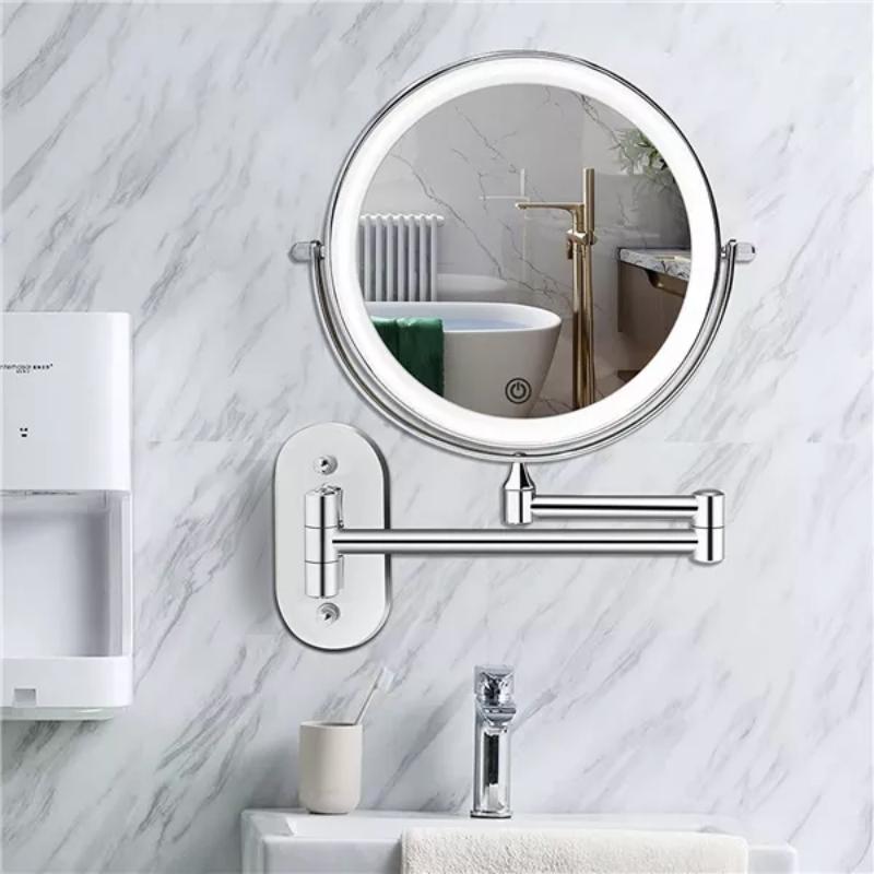 Rechargeable LED Mirror With 10x Magnification And 360 Degree Rotation For Grooming