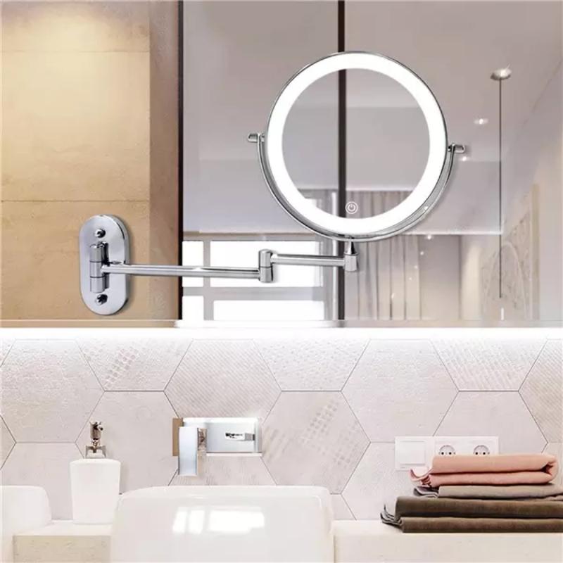 Rechargeable LED Mirror With 10x Magnification And 360 Degree Rotation For Grooming