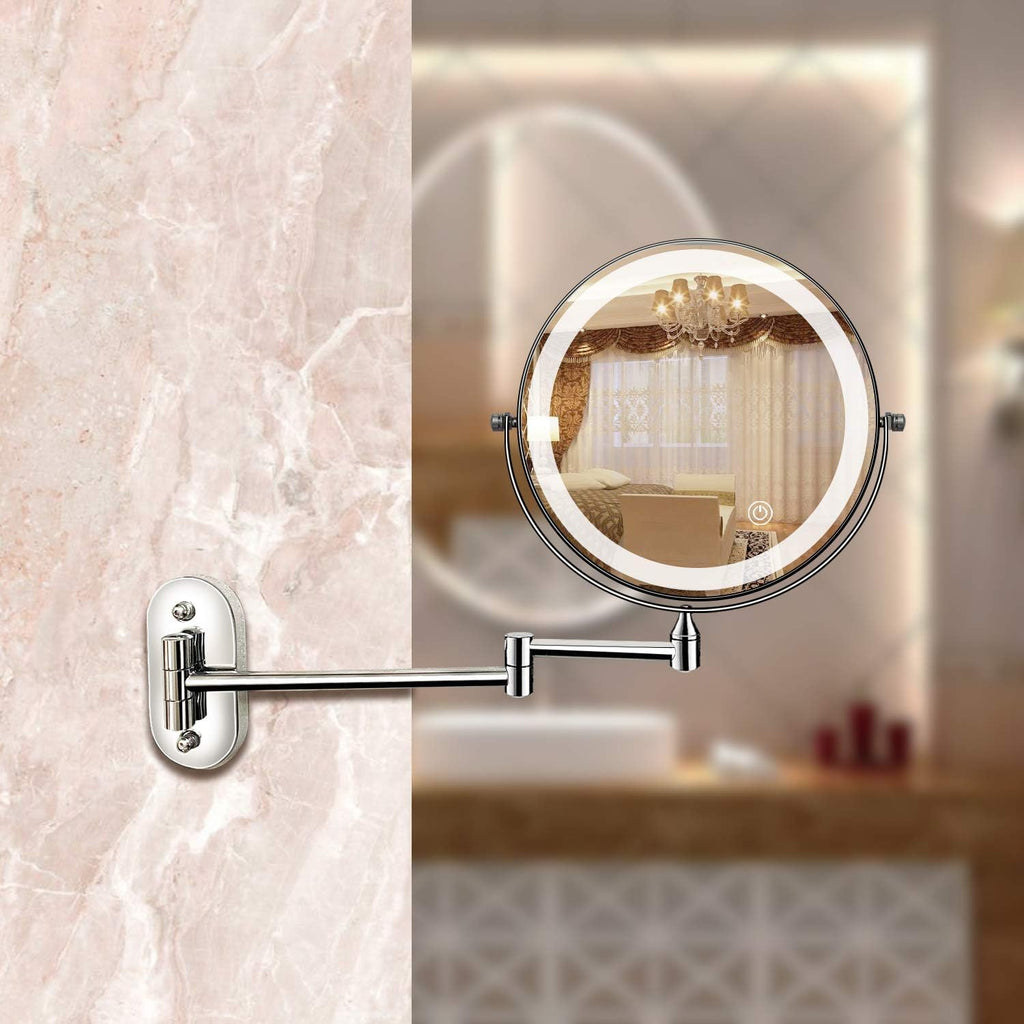 Rechargeable LED Mirror With 10x Magnification And 360 Degree Rotation For Grooming