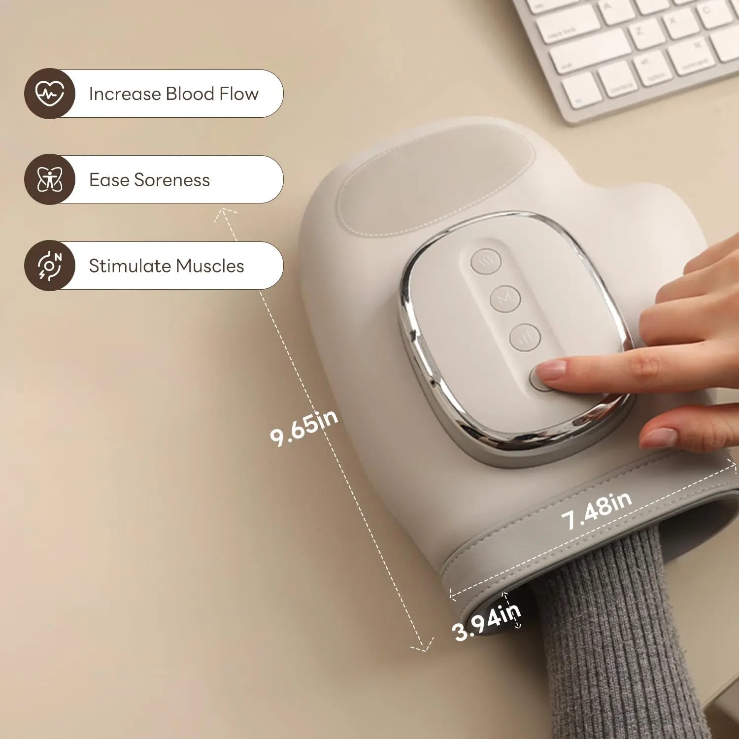 RelaxEase Hand Massager Cordless With Heat And Five Intensity Levels