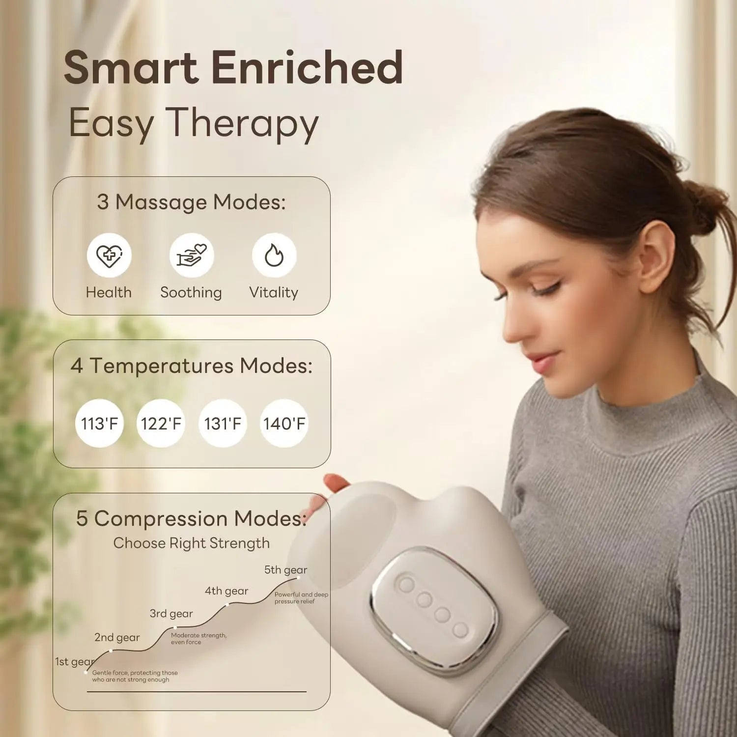 RelaxEase Hand Massager Cordless With Heat And Five Intensity Levels