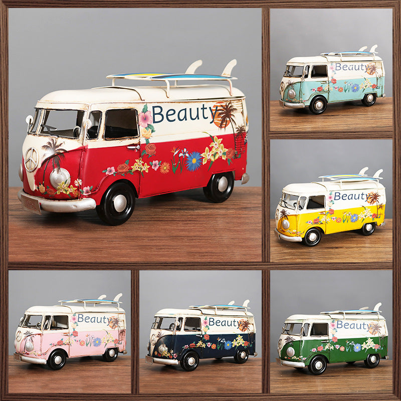 Retro Car Tissue Box Handcrafted Floral Bus Theme For Unique Home Decor