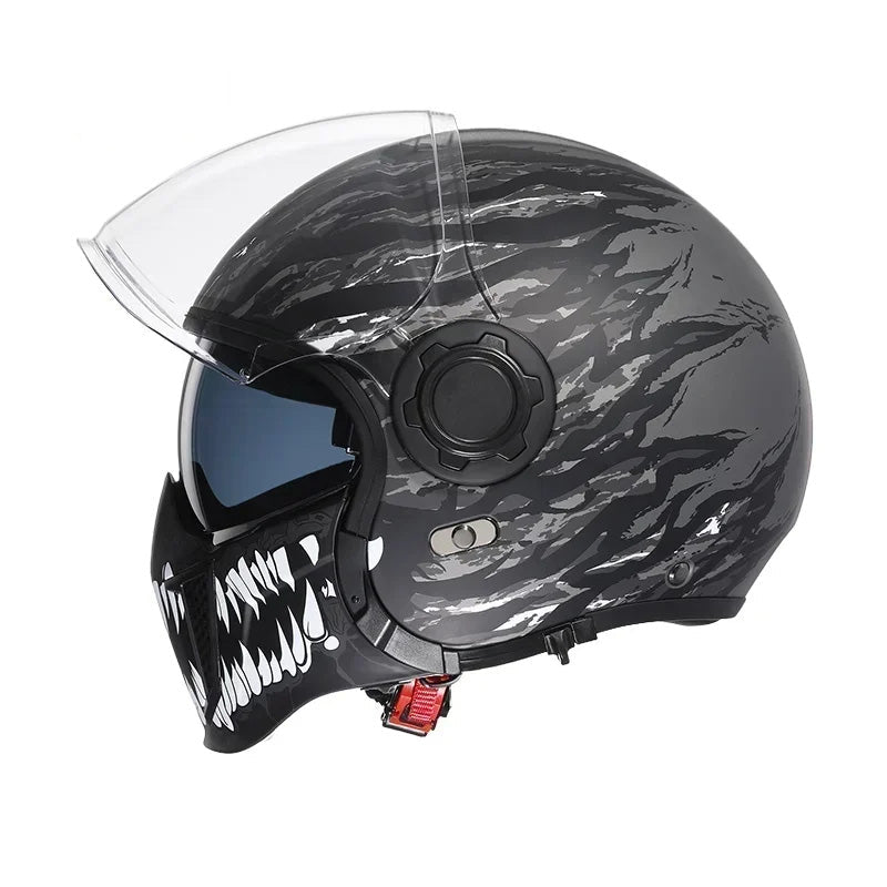 Retro Modular Helmet With Removable Chin Guard, DOT And ECE Certified