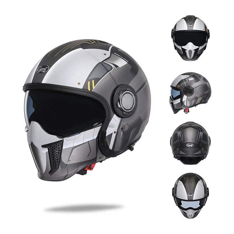 Retro Modular Helmet With Removable Chin Guard, DOT And ECE Certified