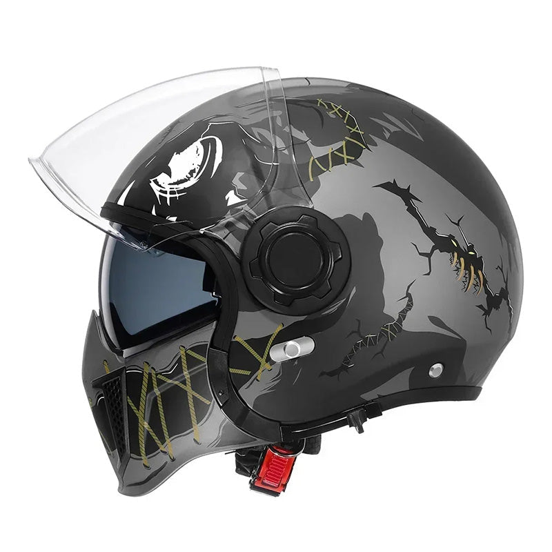 Retro Modular Helmet With Removable Chin Guard, DOT And ECE Certified