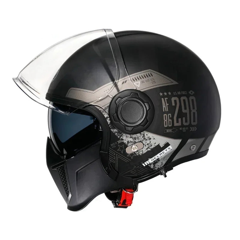 Retro Modular Helmet With Removable Chin Guard, DOT And ECE Certified