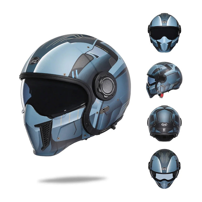 Retro Modular Helmet With Removable Chin Guard, DOT And ECE Certified