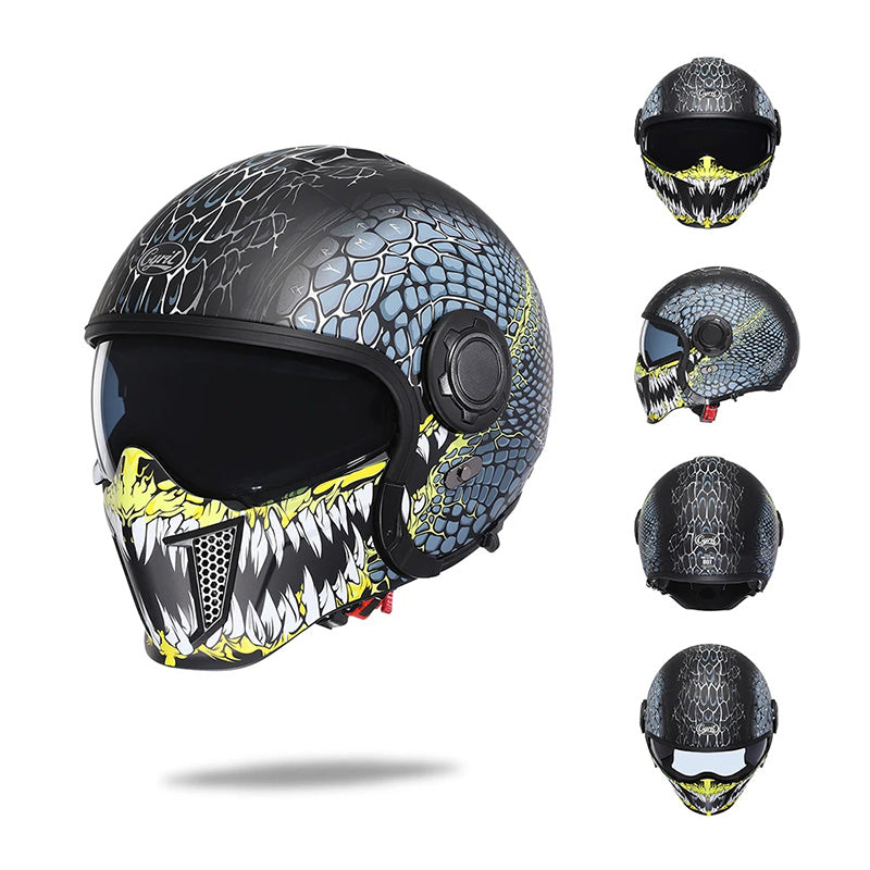 Retro Modular Helmet With Removable Chin Guard, DOT And ECE Certified