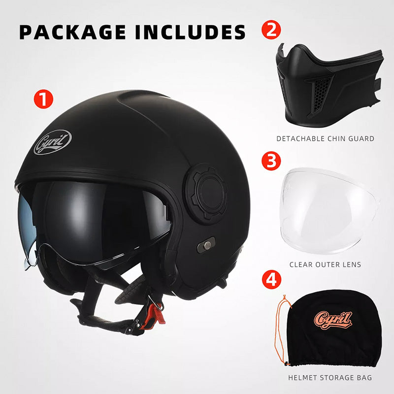 Retro Modular Helmet With Removable Chin Guard, DOT And ECE Certified