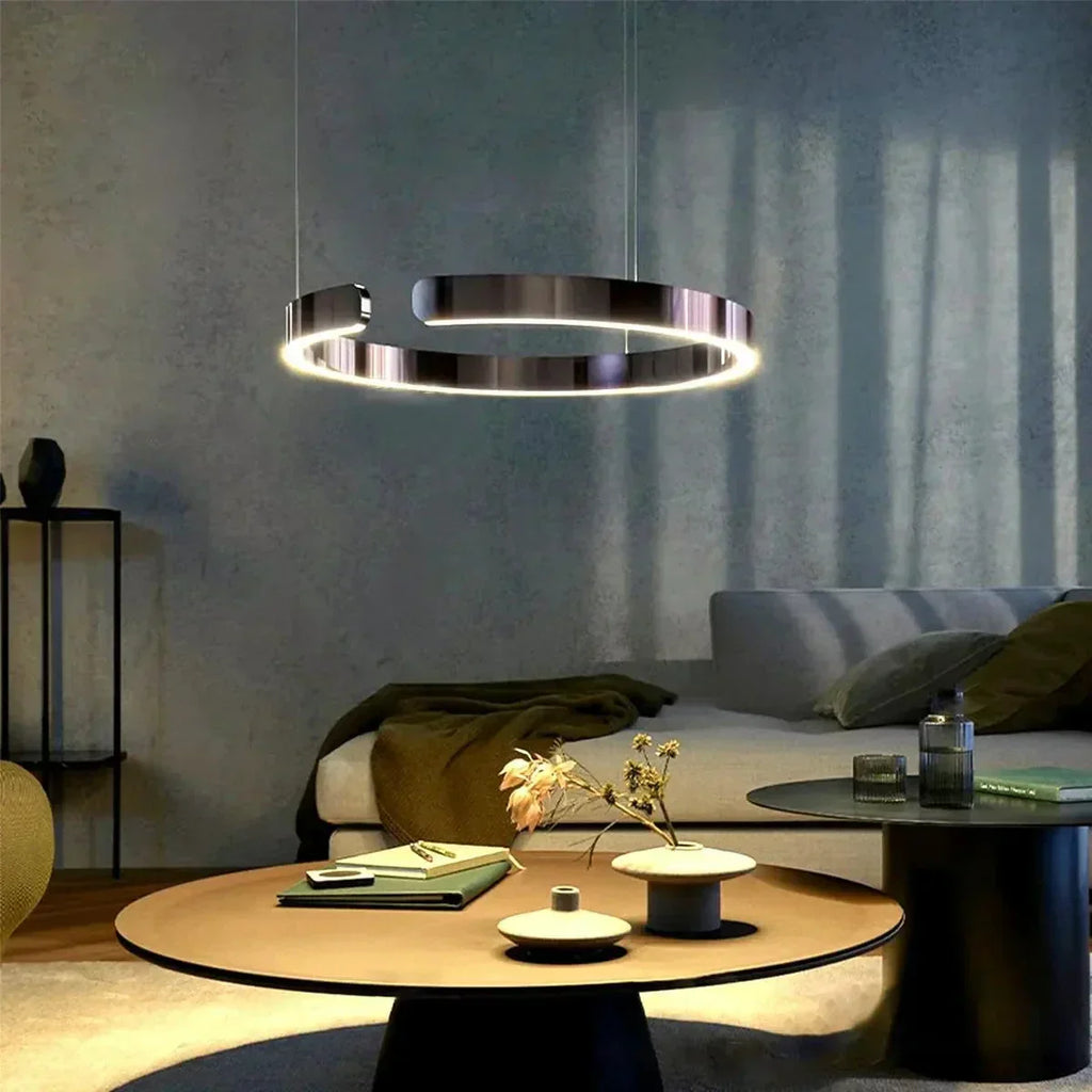 Sleek Circular LED Ring Chandelier For Living Room Decor