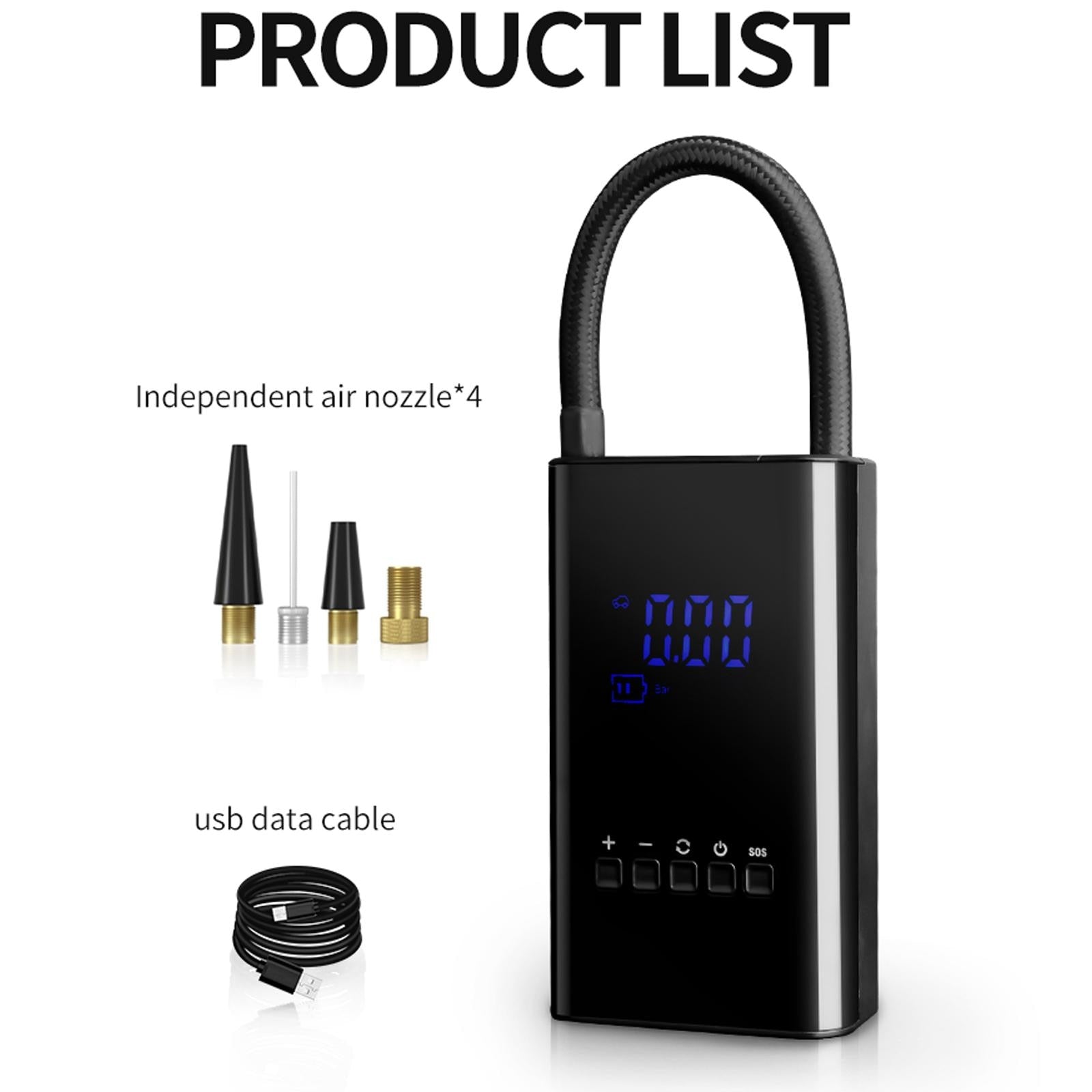 Road Buddy Compact Tire Pump With LED Display For Quick Tire Inflation