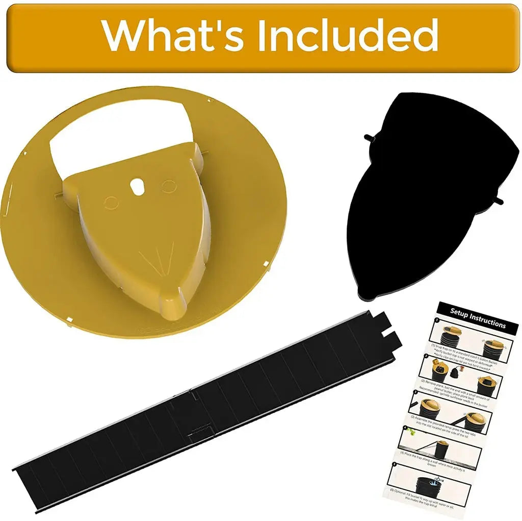 Rodent Control Bucket Trap With Flip Lid And Sanitary Disposal