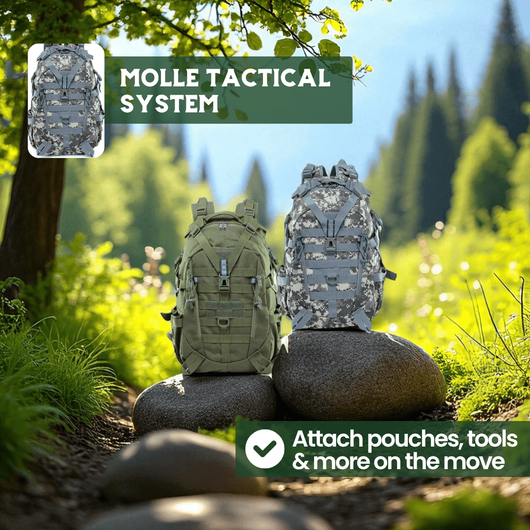 Rovex 40L Tactical Backpack With MOLLE System And Water-Resistant Fabric