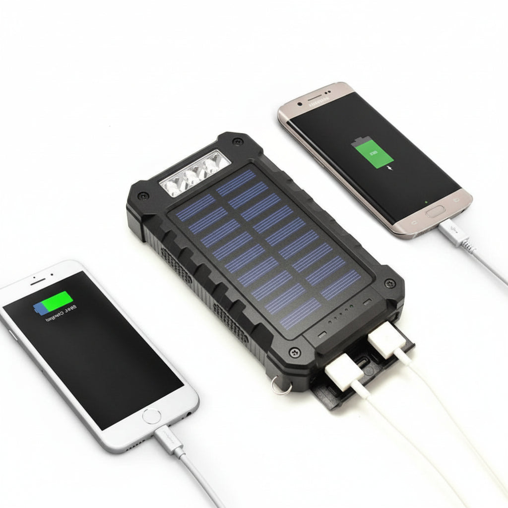 Rugged Solar Power Bank 20000mAh Outdoor Charger With Two USB Ports