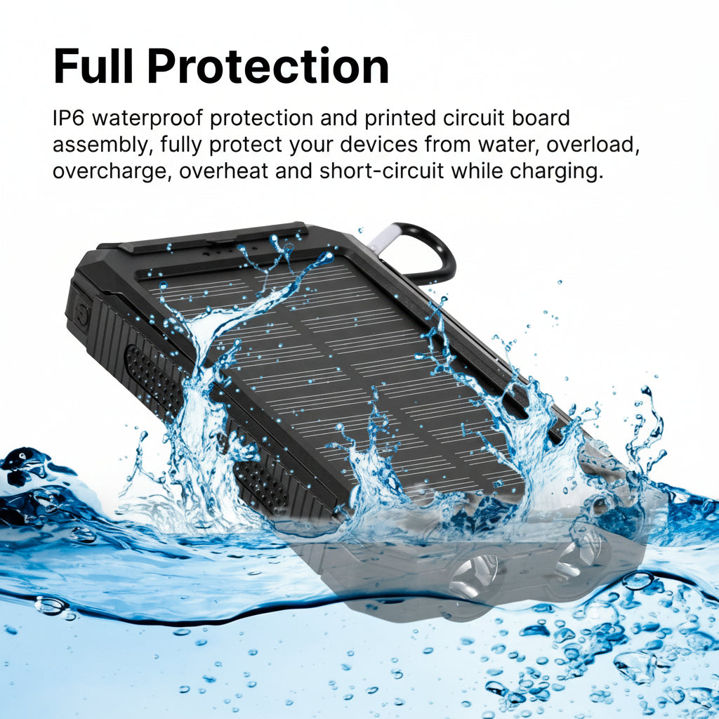 Rugged Solar Power Bank 20000mAh Outdoor Charger With Two USB Ports