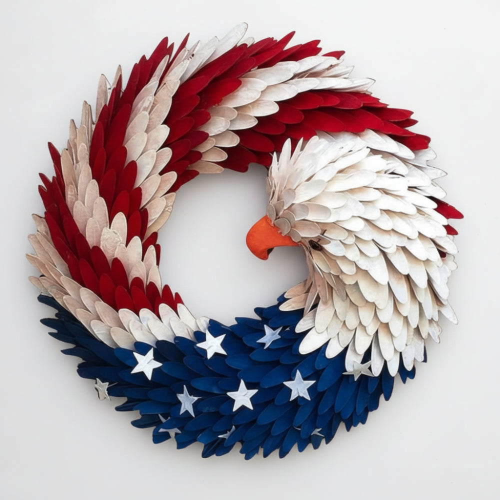 Rustic Eagle Wreath Handcrafted Patriot Decor Weather-Resistant Tribute to Veterans