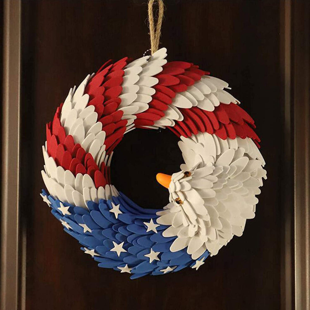Rustic Eagle Wreath Handcrafted Patriot Decor Weather-Resistant Tribute to Veterans