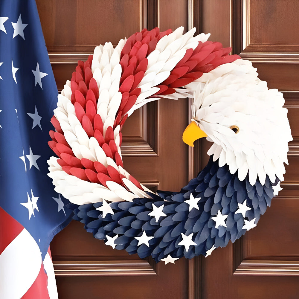 Rustic Eagle Wreath Handcrafted Patriot Decor Weather-Resistant Tribute to Veterans