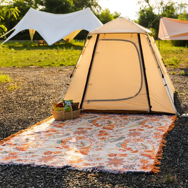 Rustic Floral Boho Blanket Breathable 100% Cotton For Sensitive Skin