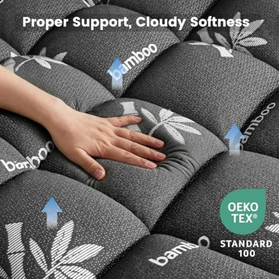 Eco Comfort Viscose Bamboo Pillow Top Mattress Topper With Deep Pocket