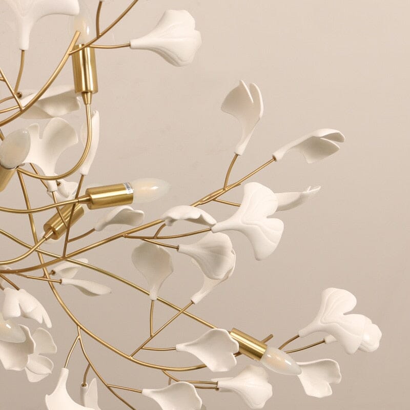 Aurelia Ginkgo Leaf Chandelier With Handcrafted Ceramic Petal Accents