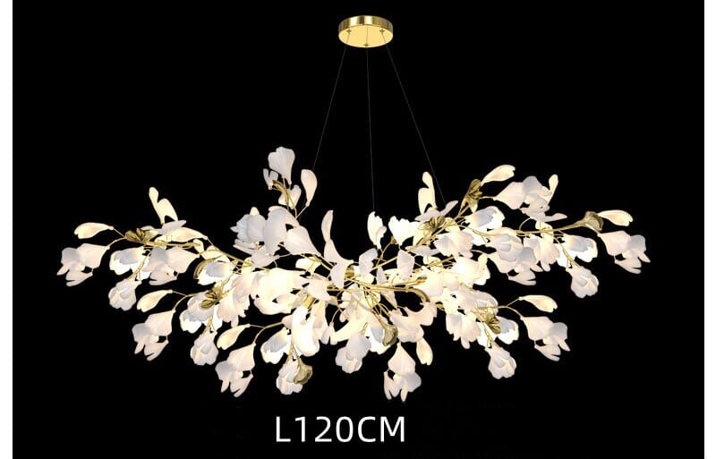 Aurelia Ginkgo Leaf Chandelier With Handcrafted Ceramic Petal Accents