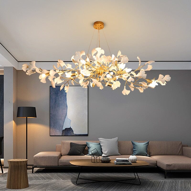 Aurelia Ginkgo Leaf Chandelier With Handcrafted Ceramic Petal Accents