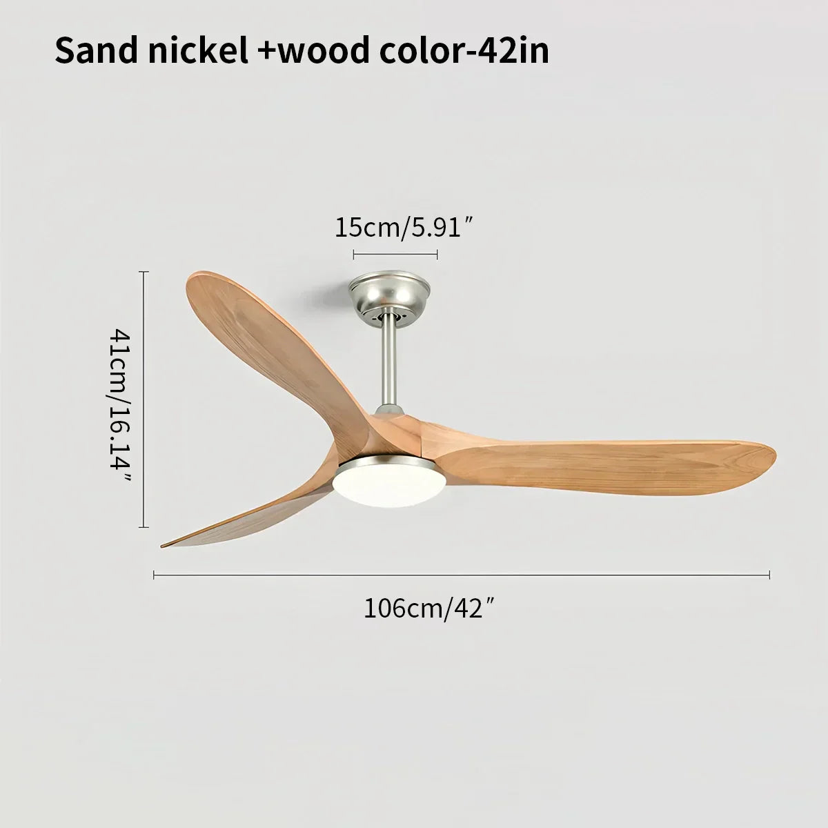 Three Solid Wood Blades Nordic Ceiling Fan With Light