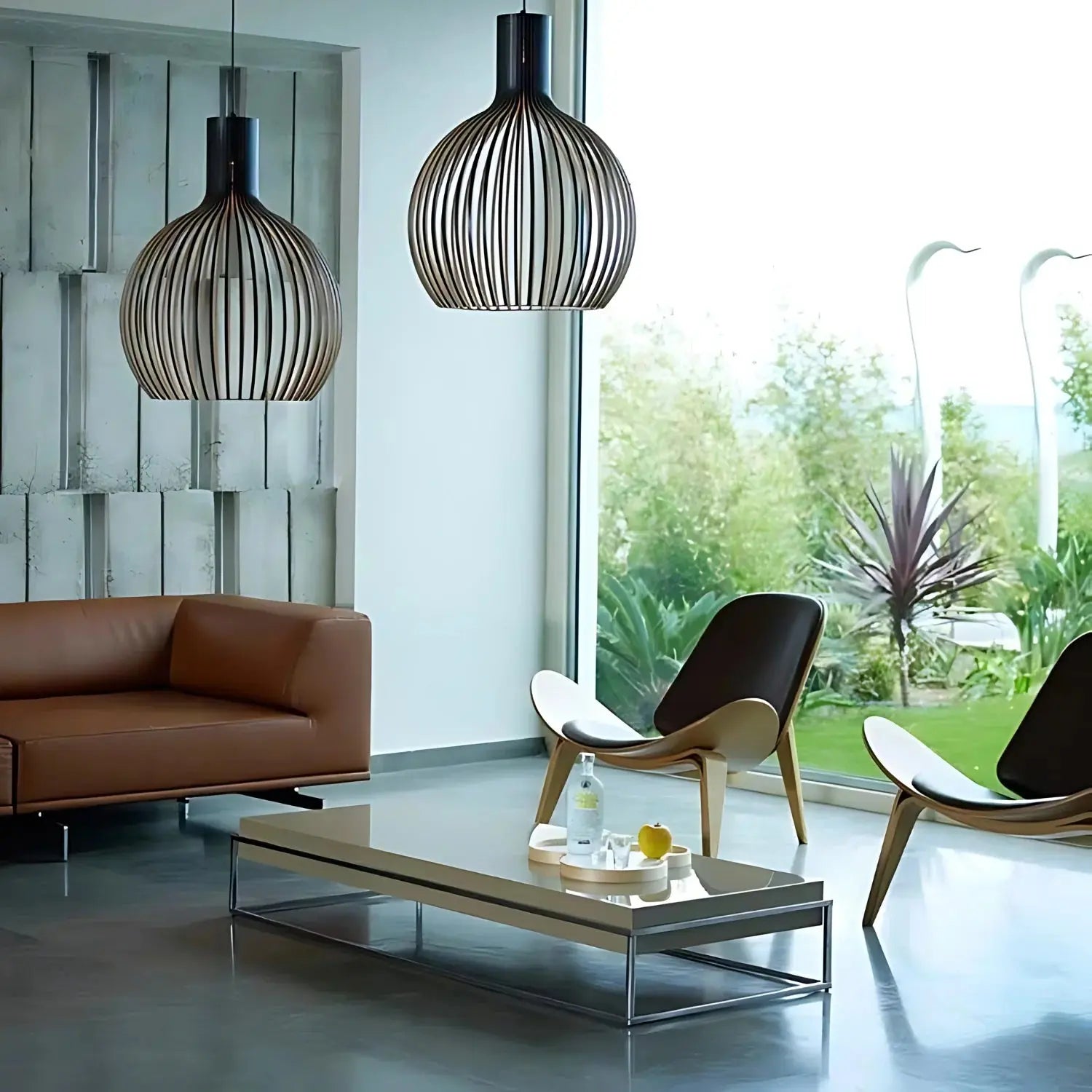 Scandinavian Birdcage Wooden Pendant Light With Adjustable Ceiling Fixture