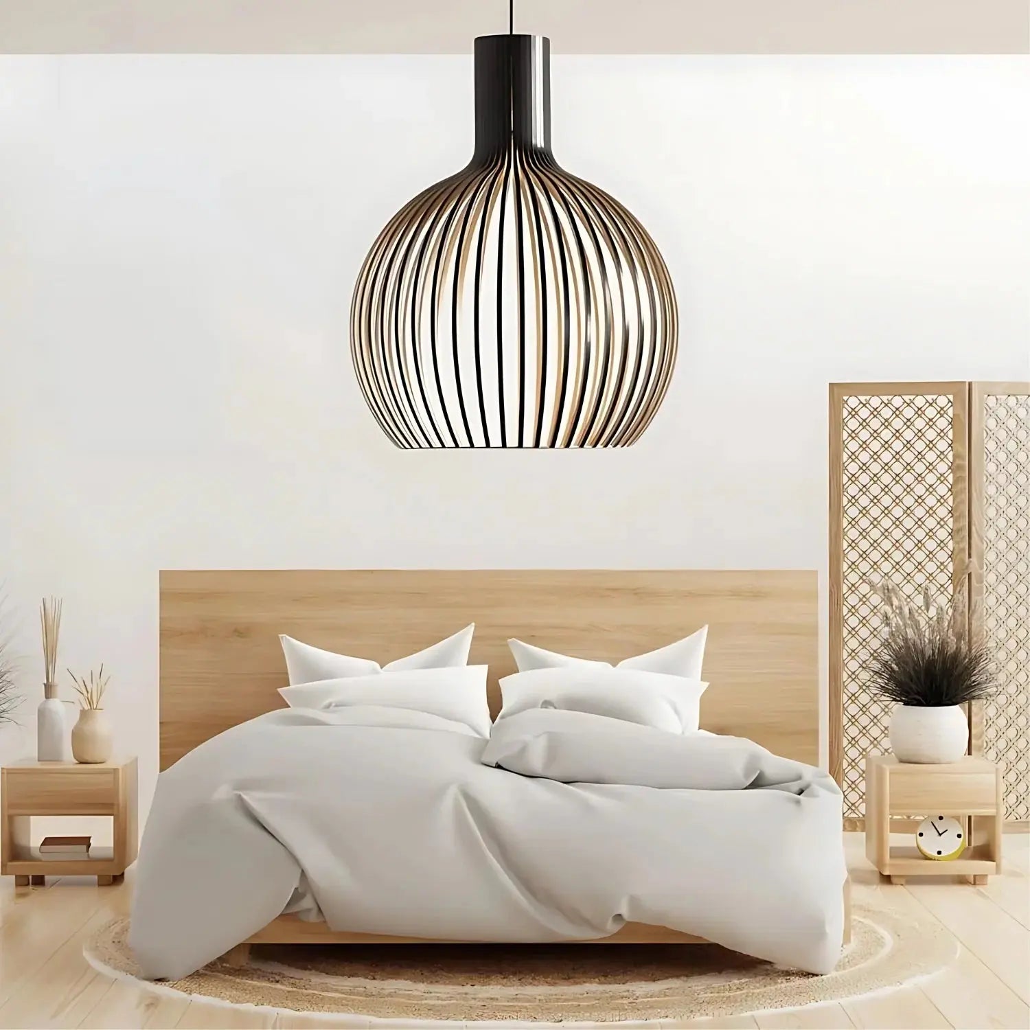 Scandinavian Birdcage Wooden Pendant Light With Adjustable Ceiling Fixture