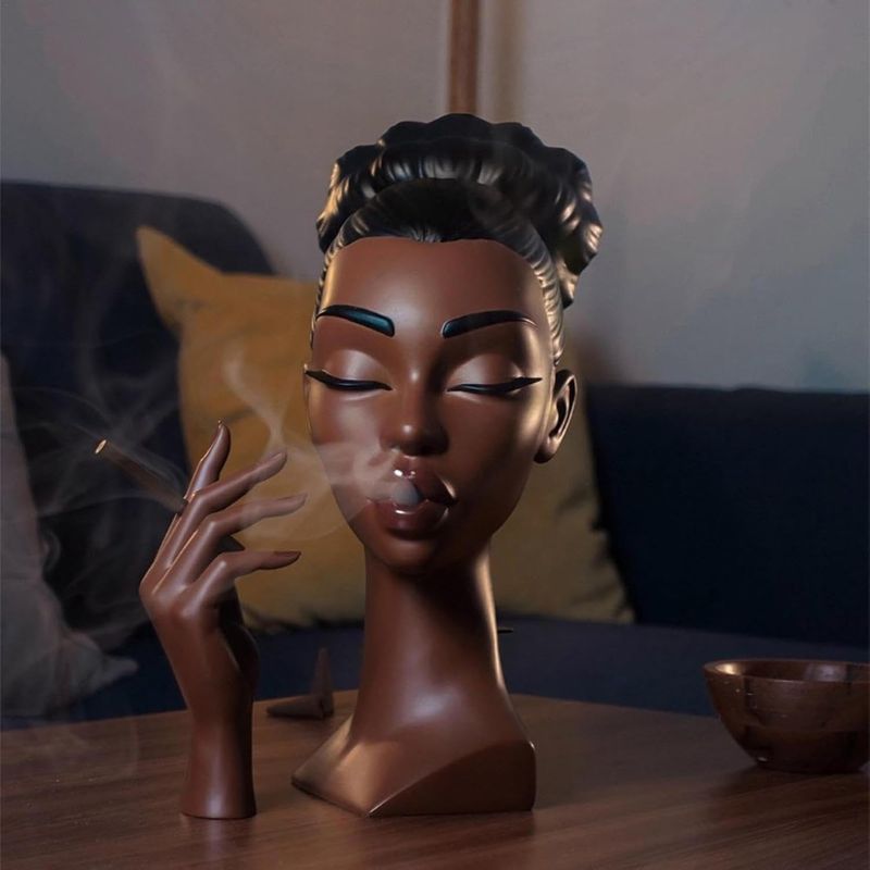 Scentra Incense Sculpture With Head Of A Black Woman For Elegant Home Decor