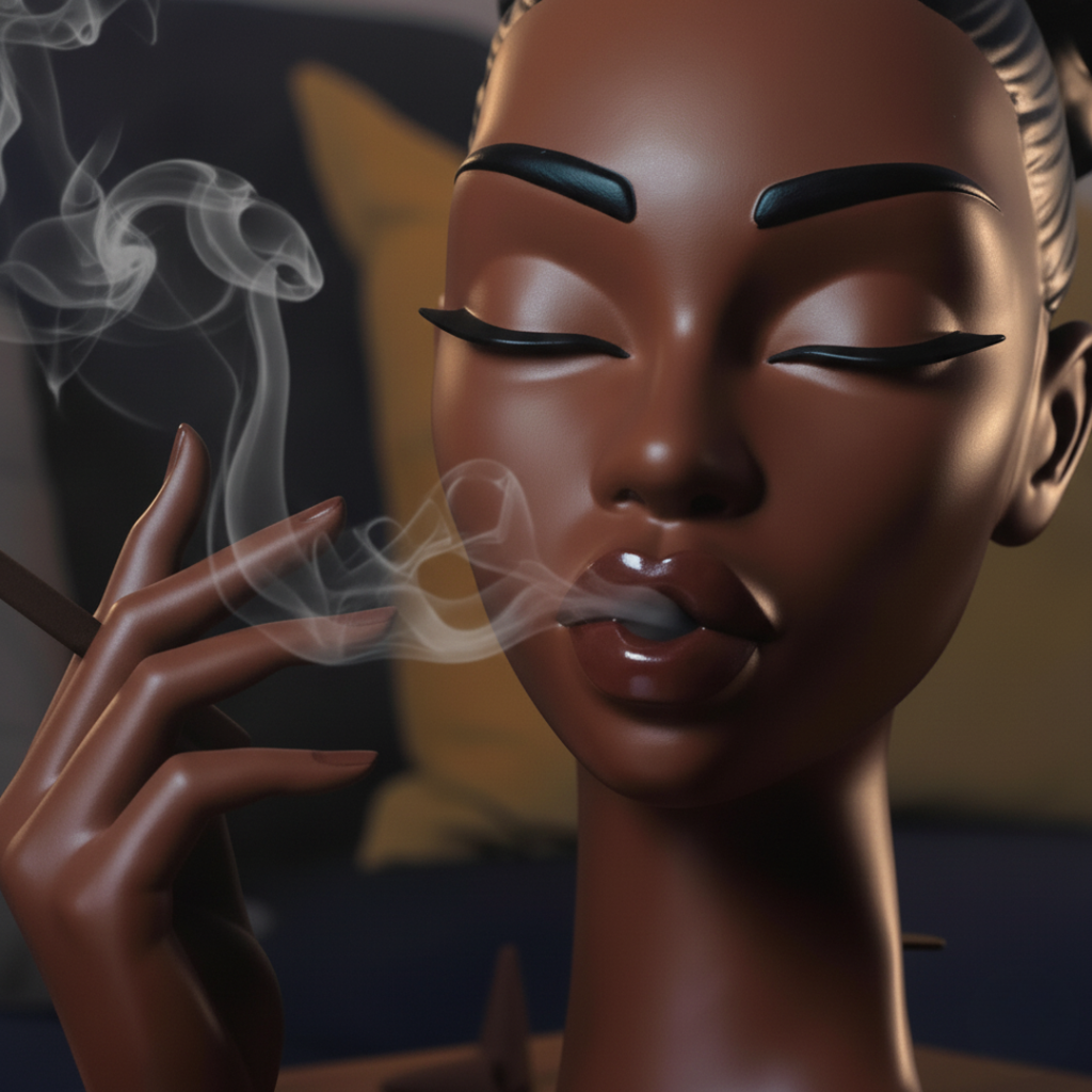 Scentra Incense Sculpture With Head Of A Black Woman For Elegant Home Decor