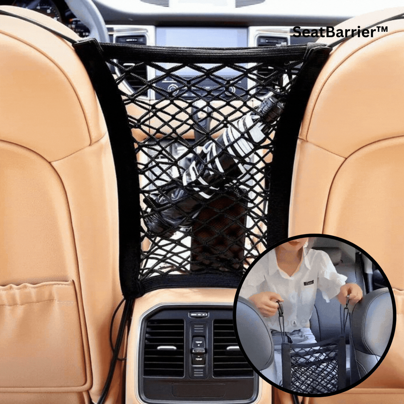 SeatBarrier Car Organizer With Safety Barrier For Safer Driving With Kids And Pets