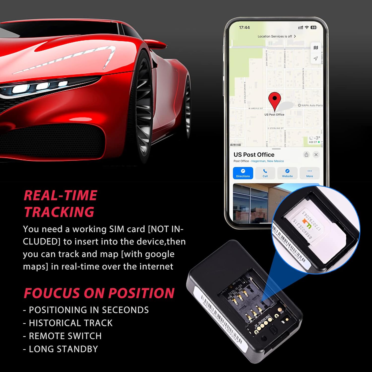SecureTrack Compact GPS Tracker For Cars With Magnetic Mount For Real-Time Monitoring