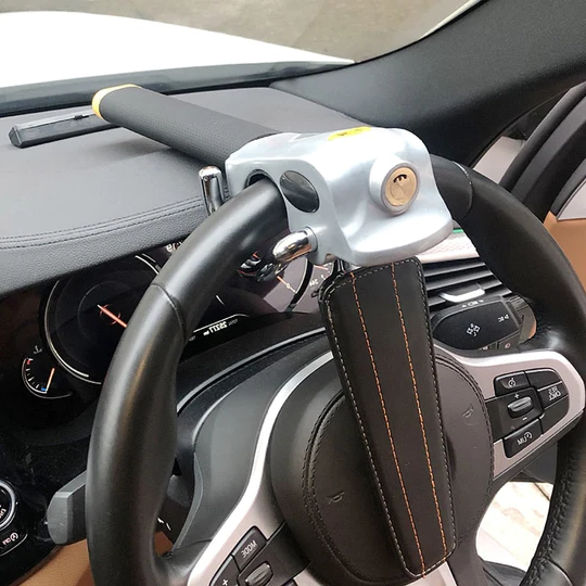 Secure Lock Steering Wheel Lock With Three Way Design For Vehicle Security