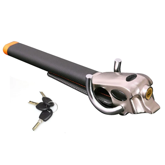 Secure Lock Steering Wheel Lock With Three Way Design For Vehicle Security