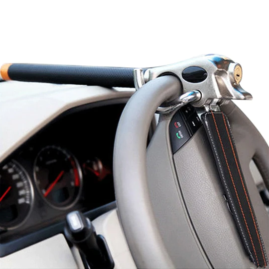 Secure Lock Steering Wheel Lock With Three Way Design For Vehicle Security